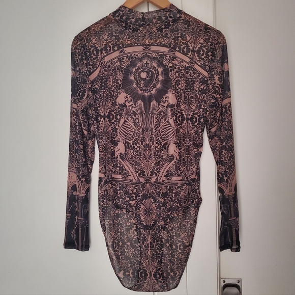 Blackmilk - Black Sacrifice Beige Sheer High Neck Longsleeve Bodysuit - Limited - Picture 8 of 15